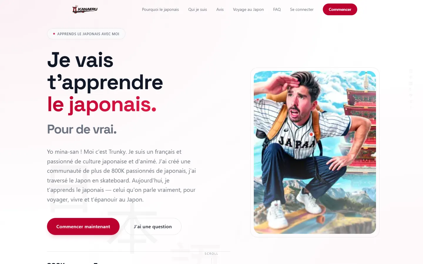 Capture du site Kanaeru (Accueil)
